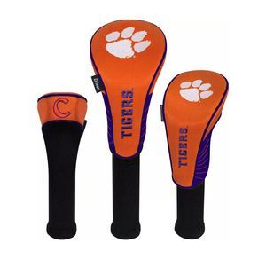 New Team Effort Golf Set of 3 Headcovers Clemson Tigers Orange Purple
